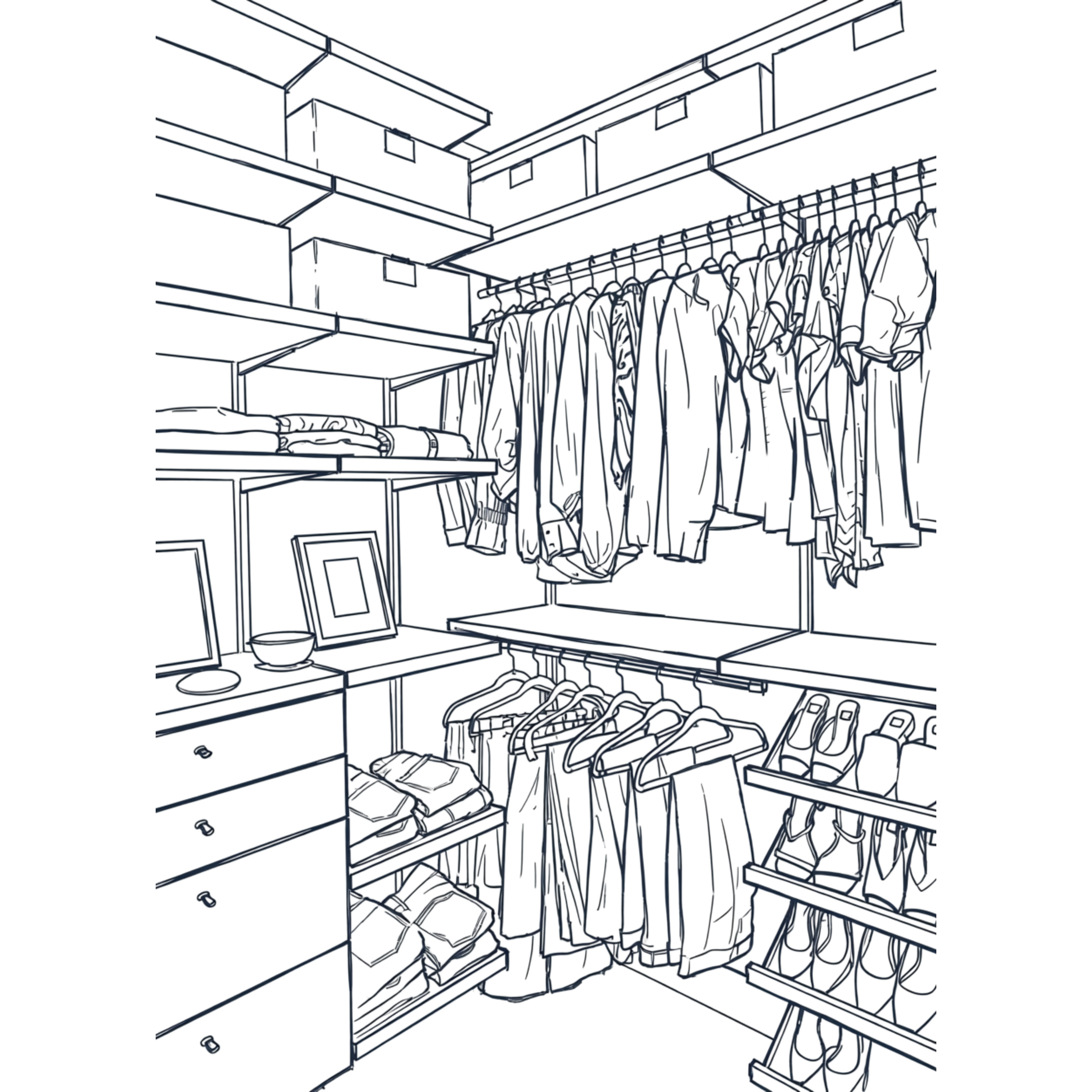 A beautifully organised closet corner